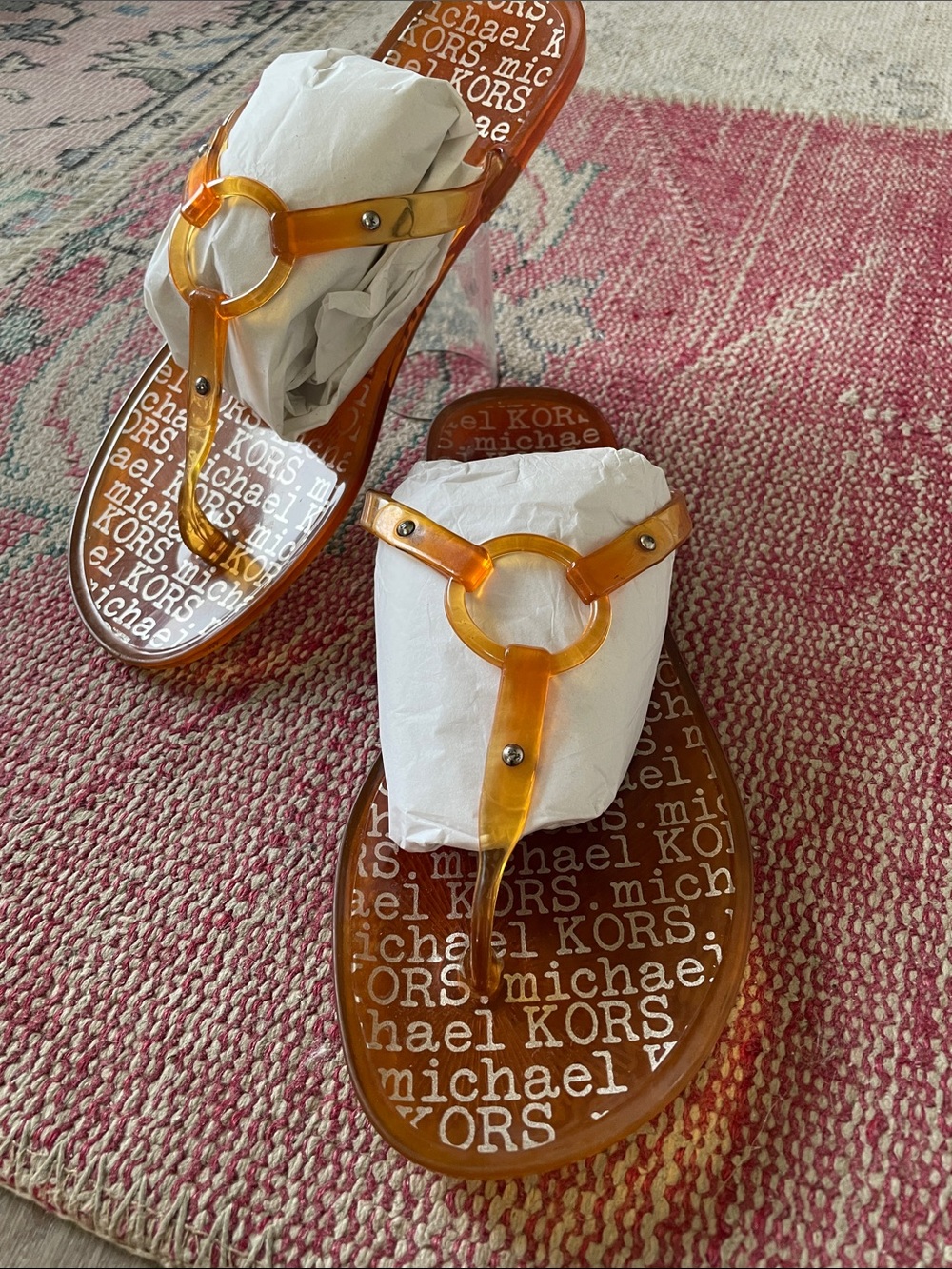 Michael Kors Orange Jelly Thong Sandals